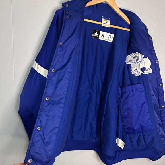 Kansas Universey Jayhawks Team Issued Blue Warmup Jacket Coat Adidas Medium - Picture 8 of 14